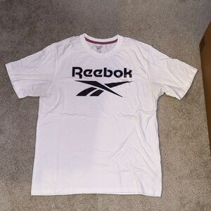 Reebok Men's White and Black Logo Tee